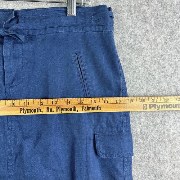 For the Republic Cargo Linen Skirt Womens 4 Blue Cinch Tie Coastal Beach Pockets - Picture 8 of 11
